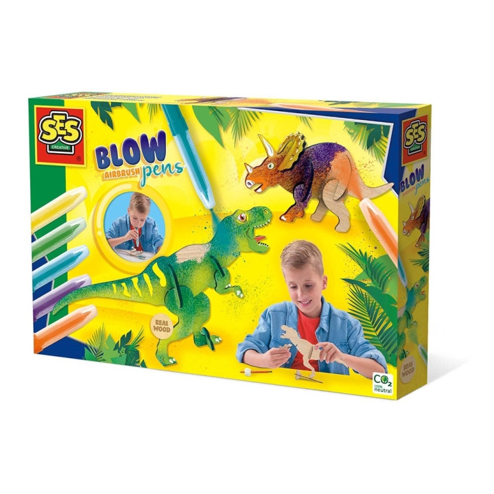 SES Creative Blow airbrush-penne - Dinosaurer - (S14284) i gruppen LEGETØJ, BØRN & BABY / Legetøj / Tegne og tælle hos TP E-commerce Nordic AB (C87928)