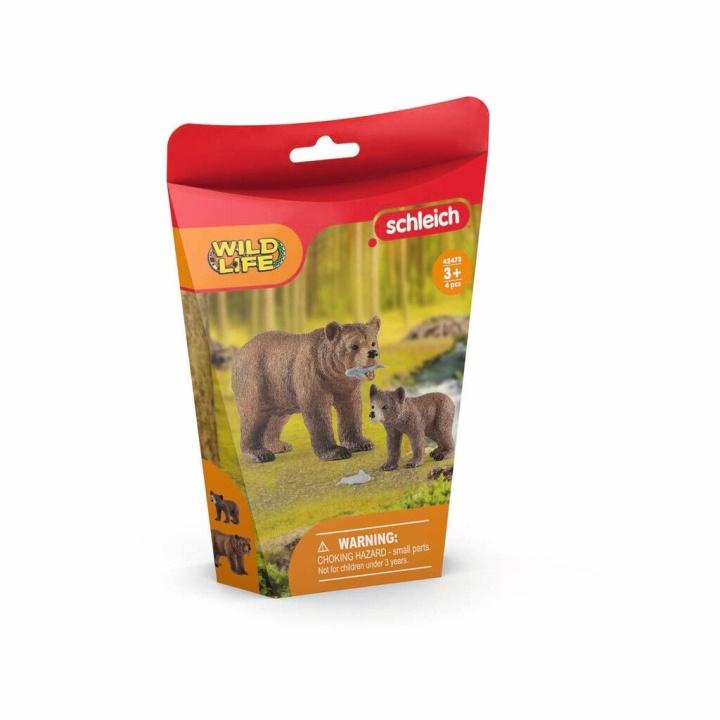 Schleich Wild Life - Grizzlybjørn mor med unge (42473) i gruppen LEGETØJ, BØRN & BABY / Legetøj / Figurer, miniaturer og tilbehør hos TP E-commerce Nordic AB (C87959)