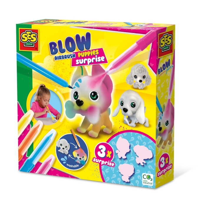 SES Creative Blow Pens - Dekorer 3 hundehvalpe - (S14333) i gruppen LEGETØJ, BØRN & BABY / Legetøj / Hobbyartikler hos TP E-commerce Nordic AB (C88081)