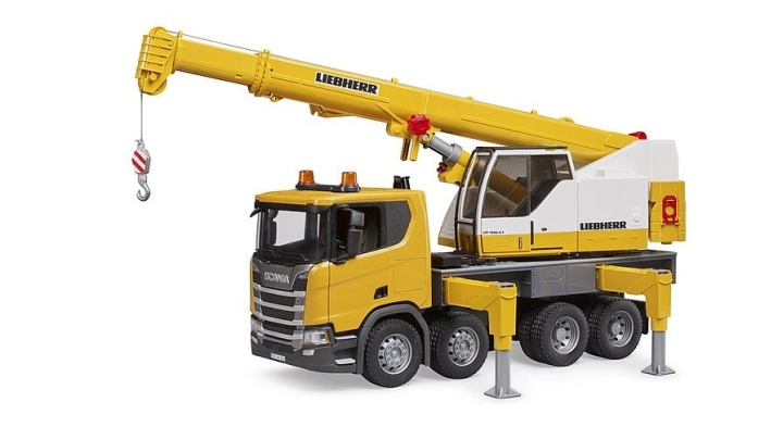 Bruder Scania Super 560R Liebherr-kranbil med lys og lyd (03571) i gruppen LEGETØJ, BØRN & BABY / Legetøj / Legetøjsbiler hos TP E-commerce Nordic AB (C89011)