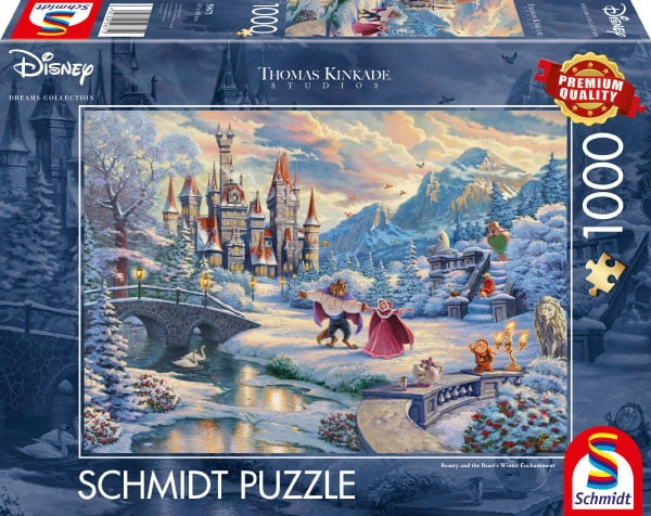 Schmidt Thomas Kinkade: Disney - Skønheden og udyrets vinterfortryllelse (1000 brikker) (SCH6712) i gruppen SPORT, FRITID & HOBBY / Hobby / Puslespil hos TP E-commerce Nordic AB (C89441)