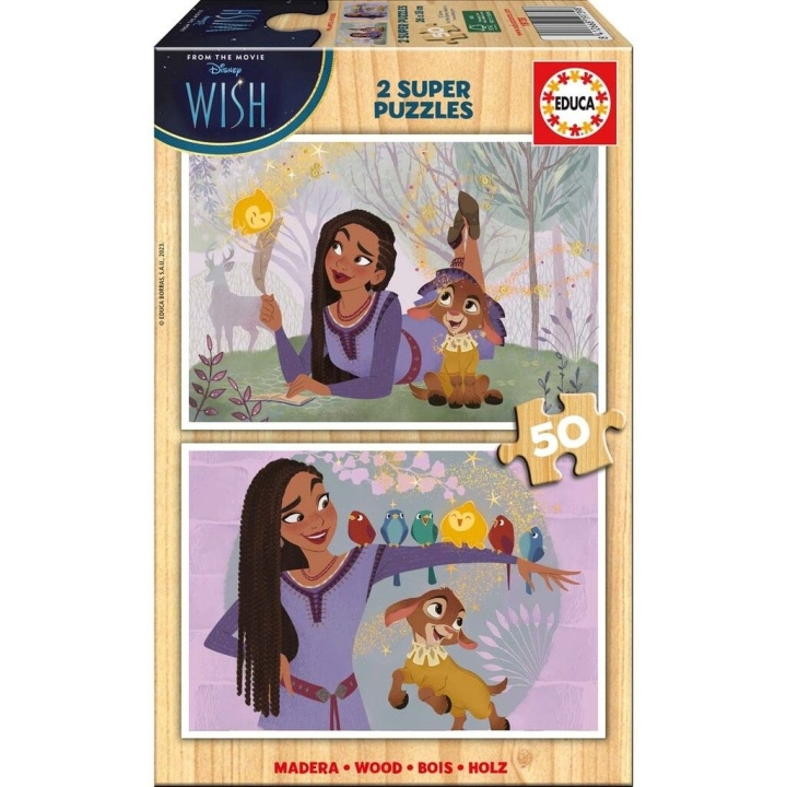 Educa 2 x 50 pcs. Wooden Puzzle - Disney Wish (80-19739) i gruppen LEGETØJ, BØRN & BABY / Legetøj / børns puslespil hos TP E-commerce Nordic AB (C89541)