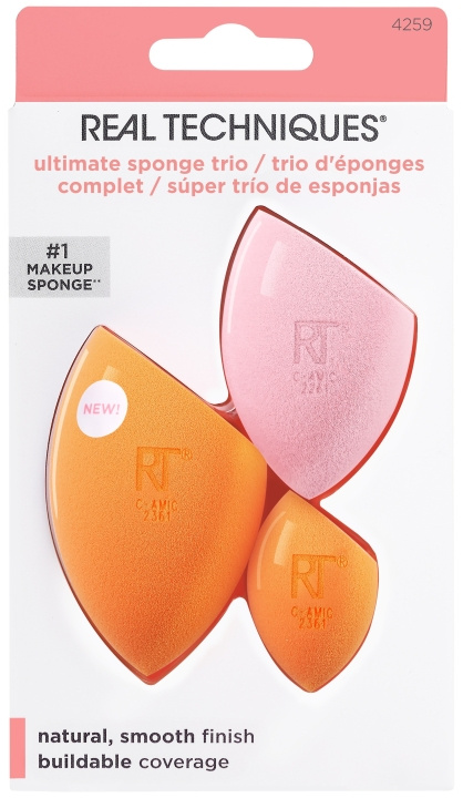 Real Techniques Ultimate Sponge Trio Orange/Rosa i gruppen SKØNHED & HELSE / Hudpleje / Ansigt / Rengøring hos TP E-commerce Nordic AB (C89627)