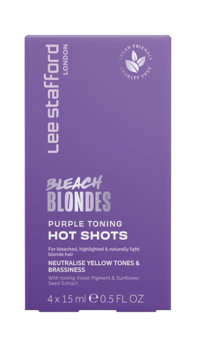 Lee Stafford Bleach Blondes Purple Toning Hot Shots 4 x 15 ml i gruppen SKØNHED & HELSE / Hår og styling / Hårpleje / Hårfarve / Hårfarve & Farve bombe hos TP E-commerce Nordic AB (C89785)