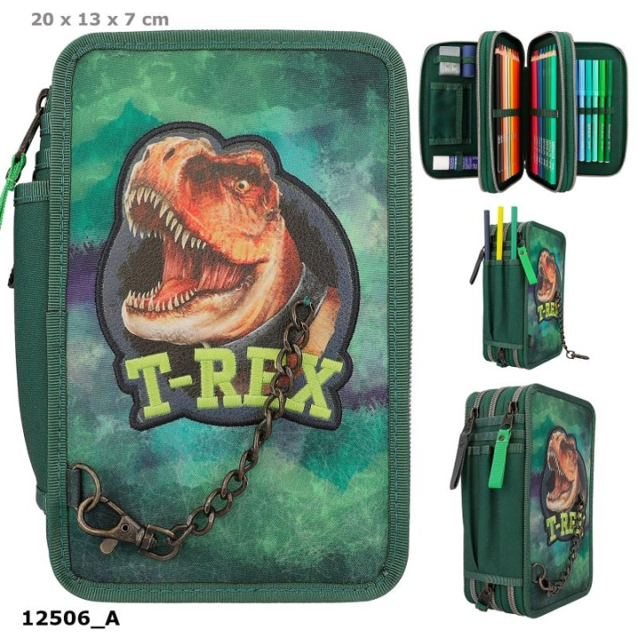 Dino World Tredobbelt penalhus - T-REX - Grøn -( 0412506 ) i gruppen LEGETØJ, BØRN & BABY / Legetøj / Tegne og tælle hos TP E-commerce Nordic AB (C90270)