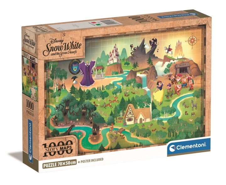 Clementoni Story Maps Puslespil - Disney Snehvide (1000 brikker) (39814) i gruppen LEGETØJ, BØRN & BABY / Legetøj / børns puslespil hos TP E-commerce Nordic AB (C90466)