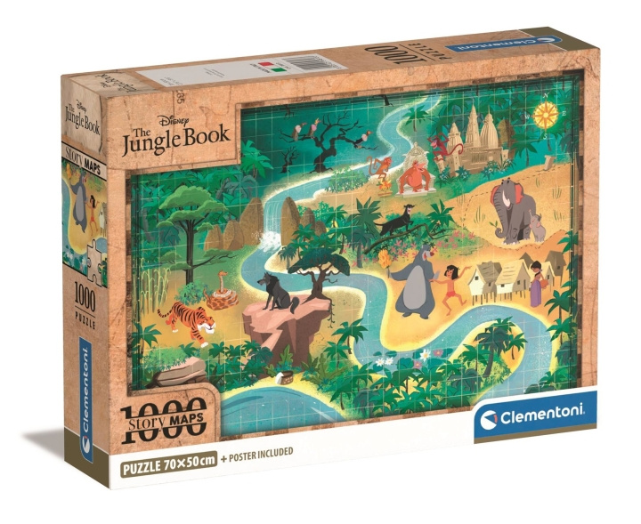 Clementoni Story Maps Puslespil - Disney Jungle Book (1000 brikker) (39813) i gruppen LEGETØJ, BØRN & BABY / Legetøj / børns puslespil hos TP E-commerce Nordic AB (C90467)