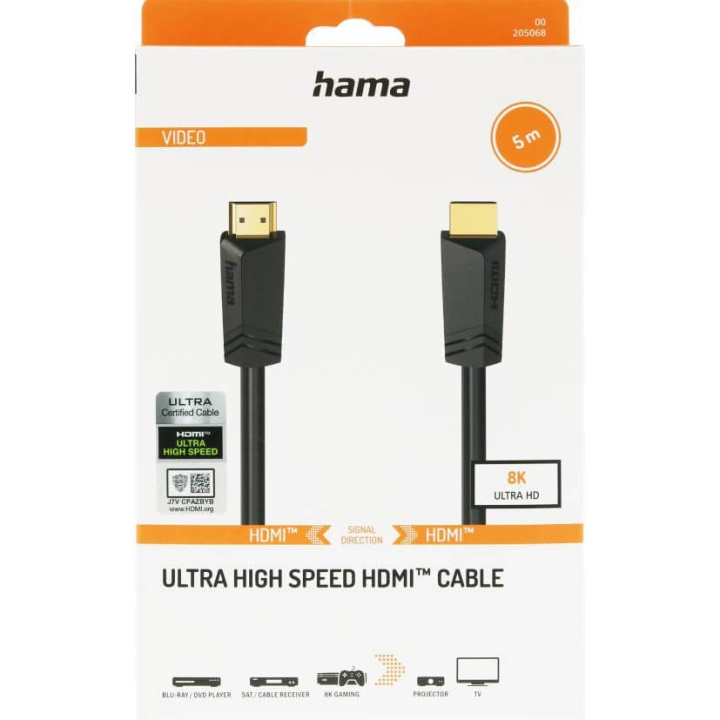 Hama Kabel HDMI Ultra High Speed 8K 48Gbit/s Guld 5,0m i gruppen HJEMMEELEKTRONIK / Kabler og adaptere / HDMI / Kabler hos TP E-commerce Nordic AB (C90736)