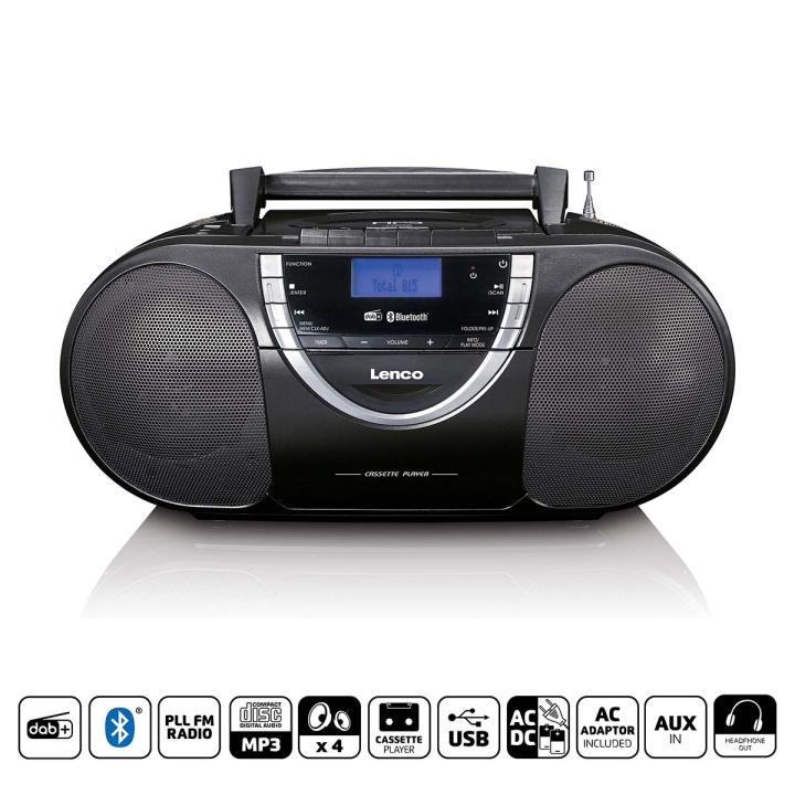 Lenco Bærbar DAB+- og FM-radio med cd-kassette og Bluetooth Sort i gruppen HJEMMEELEKTRONIK / Lyd & billede / Hjemmebiograf, HiFi & Bærbar / Radio og vækkeure / Radio hos TP E-commerce Nordic AB (C90755)