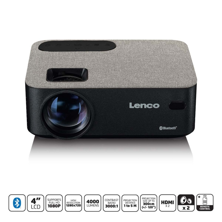 Lenco HD 720P LCD-projektor med Bluetooth Grey i gruppen HJEMMEELEKTRONIK / Lyd & billede / Hjemmebiograf, HiFi & Bærbar / Projektorer og tilbehør hos TP E-commerce Nordic AB (C90756)