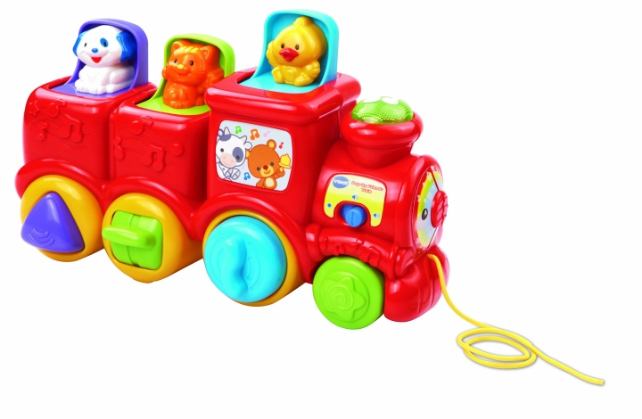 VTech Babytog med pop op-venner (dansk) (950-151132) i gruppen LEGETØJ, BØRN & BABY / Babyleg (0-3 år) / Aktivitetslegetøj hos TP E-commerce Nordic AB (C91125)