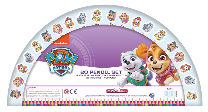 Paw Patrol Paw Patrol Licens til børn - Lyserødt sæt med 20 blyanter - (045607053) i gruppen LEGETØJ, BØRN & BABY / Legetøj / Tegne og tælle hos TP E-commerce Nordic AB (C91415)