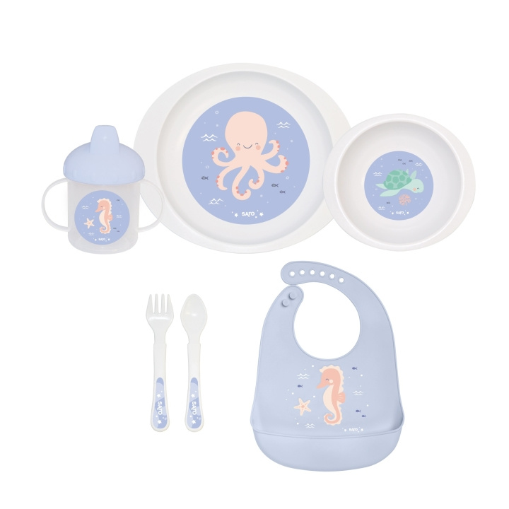 SARO Baby Fodersæt 6 dele Ocean Life (SAO5286) i gruppen LEGETØJ, BØRN & BABY / Mad & Drikke / Børnebestik og tallerkener hos TP E-commerce Nordic AB (C91513)