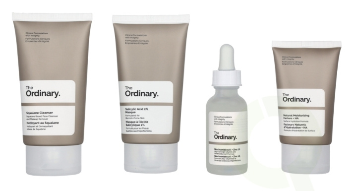 The Ordinary The Balance Set 160 ml Squalane Cleanser 50ml/Salicylic Acid 2% Masque 50ml/Niacinamide 10% + Zinc 1% 30ml/Natural Moisturizing Factors + HA 30ml i gruppen SKØNHED & HELSE / Gaveæske / Gaveæske til ham hos TP E-commerce Nordic AB (C91936)