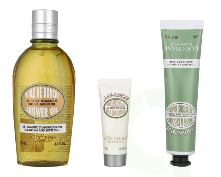 L\'Occitane Sweetness Set 345 ml Almond Shower Oil 250ml/Almond Hand Cream 75ml/Almond Milk Concentrate 20ml i gruppen SKØNHED & HELSE / Gaveæske / Gaveæske til hende hos TP E-commerce Nordic AB (C91972)