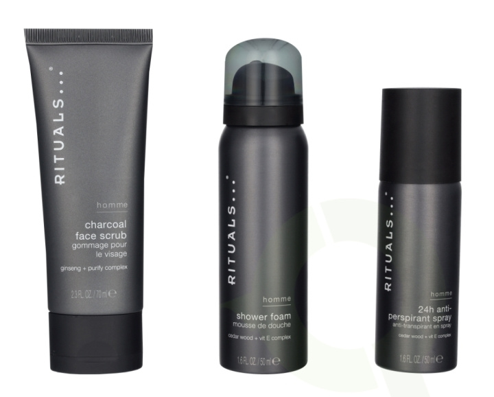 Rituals Homme Trial Set 170 ml Shower Foam 50ml/24h Anti-Perspirant Spray 50ml/Charcoal Face Scrub 70ml i gruppen SKØNHED & HELSE / Gaveæske / Gaveæske til ham hos TP E-commerce Nordic AB (C92000)