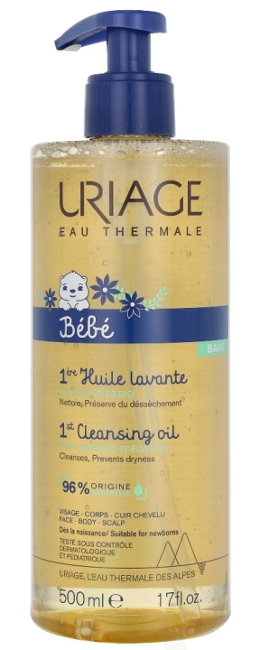 Uriage Bebe 1st Cleansing Oil 500 ml Cleansess, Prevents Dryness i gruppen SKØNHED & HELSE / Hudpleje / Kropspleje / Bad & brusecreme hos TP E-commerce Nordic AB (C92176)