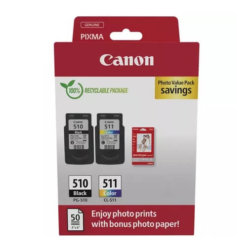 Canon Blæk 2970B017 PG-510/CL-511 Multipack i gruppen COMPUTERTILBEHØR / Printere og tilbehør / Blæk og toner / Blækpatroner / Canon hos TP E-commerce Nordic AB (C92315)