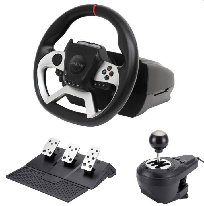 Maxx Tech Pro FF Racing Wheel Kit (rat, 3-pedalsæt og gearstang) - PS4/PC/XBOX i gruppen COMPUTERTILBEHØR / GAMING / Gaming tilbehør hos TP E-commerce Nordic AB (C93140)