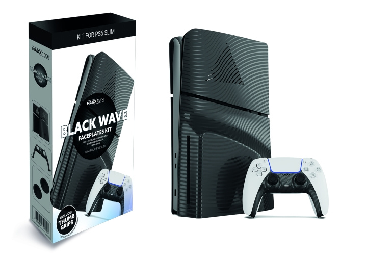 Maxx Tech PS5 Slim Faceplates + Controller Faceplates - Black Wave i gruppen HJEMMEELEKTRONIK / Spilkonsoller og tilbehør / Sony PlayStation 5 hos TP E-commerce Nordic AB (C93178)