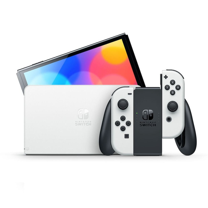 Nintendo Switch OLED-konsol med Joy-Con sort og hvid i gruppen HJEMMEELEKTRONIK / Spilkonsoller og tilbehør / Nintendo Switch / Spilkonsoller hos TP E-commerce Nordic AB (C93246)