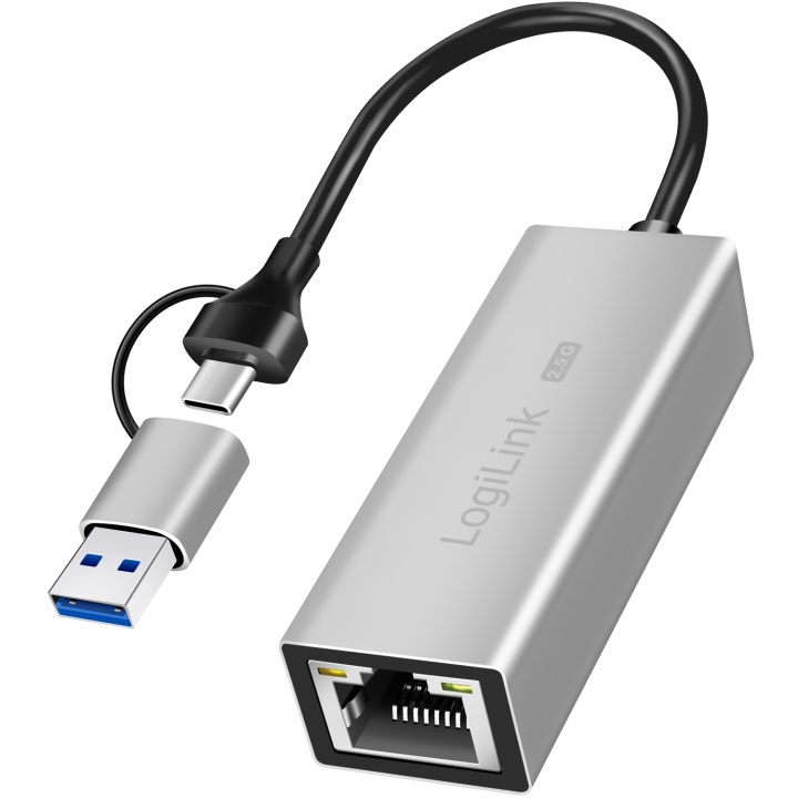 LogiLink USB-A/USB-C -> 2,5 Gigabit Nätverksadapter RJ45 i gruppen COMPUTERTILBEHØR / Netværk / Netværkskort / USB hos TP E-commerce Nordic AB (C93483)