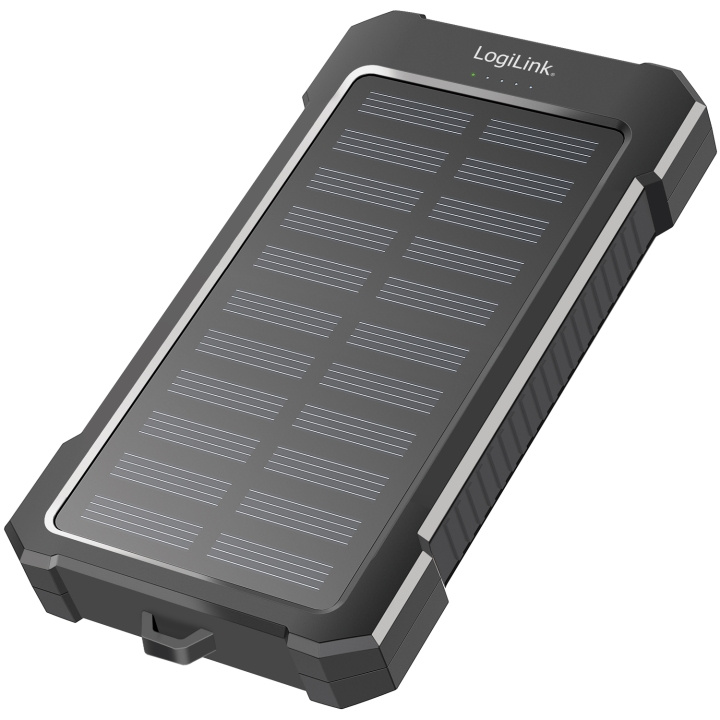 LogiLink Solcells-Powerbank 10.000mAh 2xUSB-A + USB-C in/ut 12W i gruppen SMARTPHONES & TABLETS / Opladere og kabler / Powerbanks hos TP E-commerce Nordic AB (C93485)