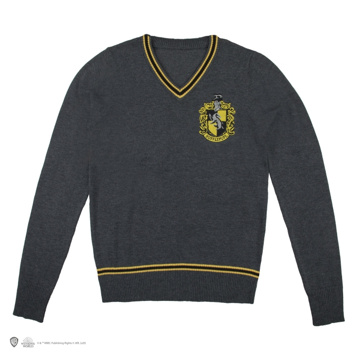 Harry Potter Hufflepuff - Grå strikket sweater - Small i gruppen SPORT, FRITID & HOBBY / Accessories / T-shirts hos TP E-commerce Nordic AB (C93677)