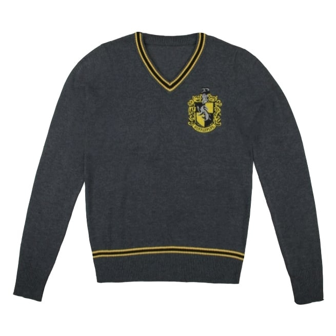 Harry Potter Hufflepuff - Grå strikket sweater - Large i gruppen SPORT, FRITID & HOBBY / Accessories / T-shirts hos TP E-commerce Nordic AB (C93678)