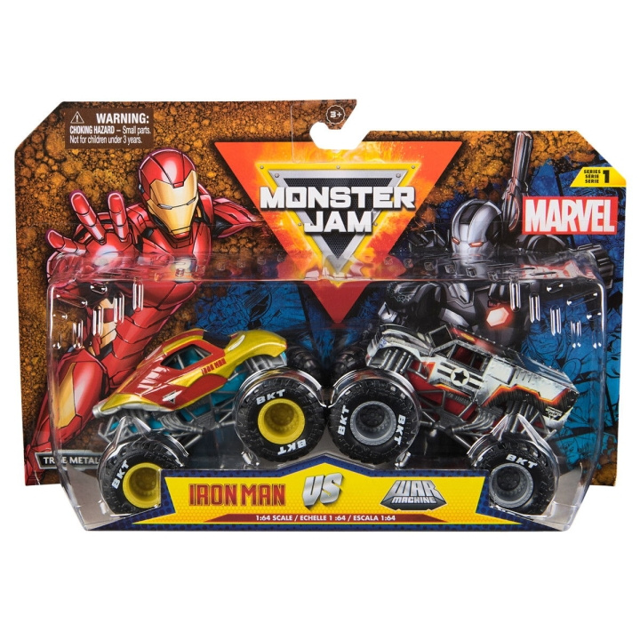 Monster Jam 1:64 Marvel 2-pak - Iron Man vs War Machine i gruppen LEGETØJ, BØRN & BABY / Legetøj / Legetøjsbiler hos TP E-commerce Nordic AB (C94642)