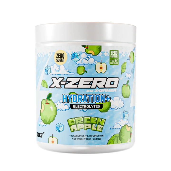 X-GAMER Energidrikpulver X-Zero Hydration+ 160 gram Green Apple i gruppen COMPUTERTILBEHØR / GAMING / Energidrikke for gamere hos TP E-commerce Nordic AB (C94719)