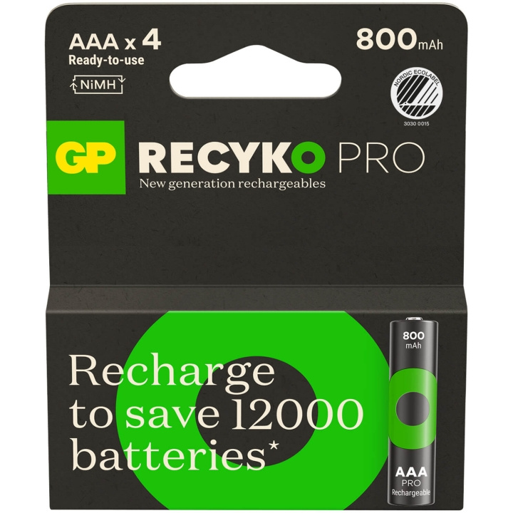 GP Batteri Recyko Pro NiMH AAA HR03 800mAh 4-Pak i gruppen HJEMMEELEKTRONIK / Batterier og opladere / Batterier / AAA hos TP E-commerce Nordic AB (C94758)