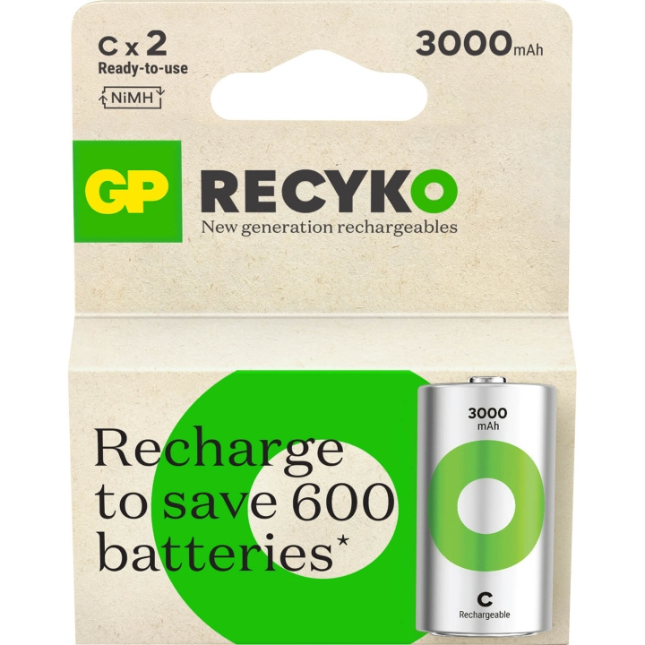 GP Batteri Recyko NiMH C HR14 3000mAh 2-Pak i gruppen HJEMMEELEKTRONIK / Batterier og opladere / Batterier / Andet hos TP E-commerce Nordic AB (C94759)