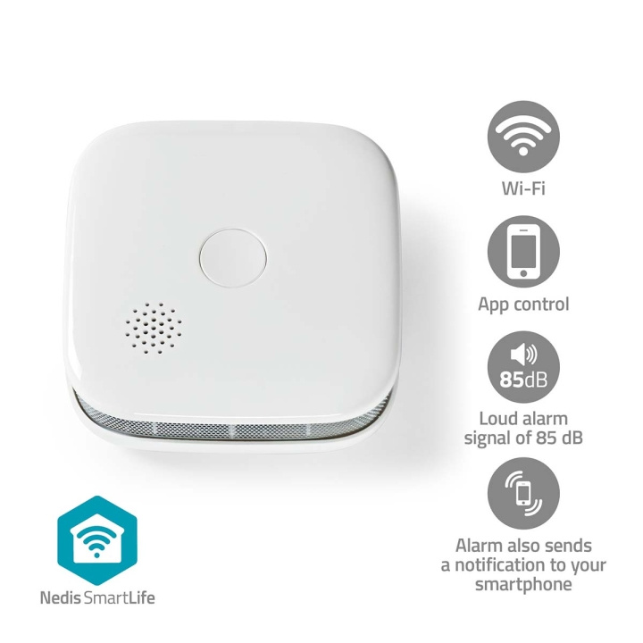 Nedis SmartLife Røgalarm | Wi-Fi | Batteri | Sensorlevetid: 10 År | EN 14604 | Maks. batteritid: 24 Måned | 85 dB | Hvid | 1 stk i gruppen HJEM, HUS & HAVE / Alarm, Sikkerhed & Overvågning / Brand, røg, gas / Røgalarmer hos TP E-commerce Nordic AB (C94859)