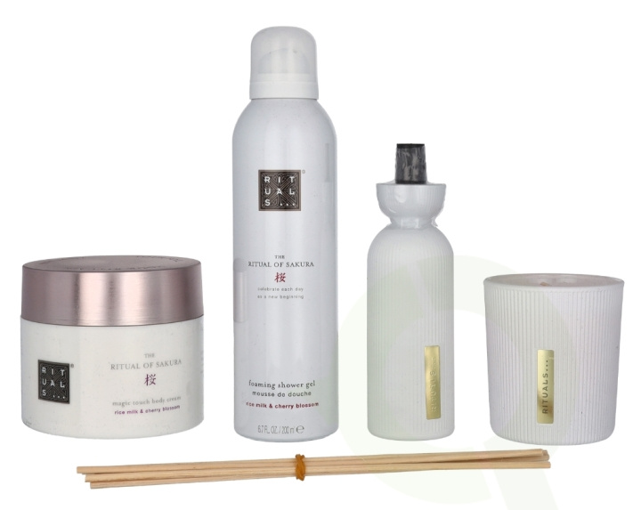 Rituals Sakura Set 610 ml Scented Candle 140ml/Mini Fragrance Sticks 70ml/Foaming Shower Gel 200ml/Body Cream 200ml i gruppen SKØNHED & HELSE / Gaveæske / Gaveæske til hende hos TP E-commerce Nordic AB (C94963)