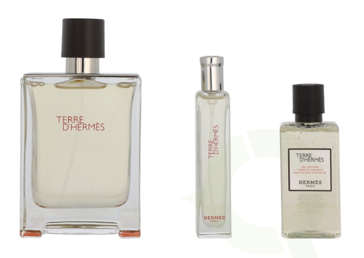 Hermes Terre D\'Hermes Giftset 155 ml Edt Spray 100ml/Edt Spray 15ml/Shower Gel 40ml i gruppen SKØNHED & HELSE / Gaveæske / Gaveæske til ham hos TP E-commerce Nordic AB (C95006)