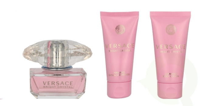 Versace Bright Crystal Giftset 150 ml Edt Spray 50ml/Bath & Showergel 50ml/Body Lotion 50ml i gruppen SKØNHED & HELSE / Gaveæske / Gaveæske til hende hos TP E-commerce Nordic AB (C95715)