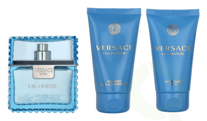 Versace Man Eau Fraiche Giftset 150 ml Edp Spray 50ml/Body Lotion 50ml/Shower Gel 50ml i gruppen SKØNHED & HELSE / Gaveæske / Gaveæske til ham hos TP E-commerce Nordic AB (C95716)