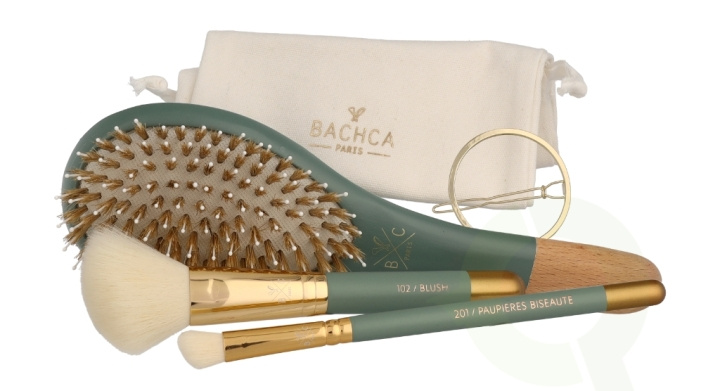 Bachca Paris Les Essentials Eucalyptus Hair Set 4 piece 1x Nylon Brush/1x Blush Brush/1x Contour Shader Brush/1x Round Hair Clip i gruppen SKØNHED & HELSE / Gaveæske / Gaveæske til hende hos TP E-commerce Nordic AB (C95747)