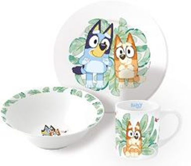 Bluey Stor - Keramisk gavesæt med 3 dele - Bluey (88055) i gruppen LEGETØJ, BØRN & BABY / Mad & Drikke / Børnebestik og tallerkener hos TP E-commerce Nordic AB (C97863)