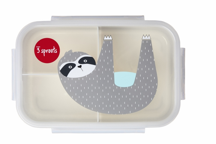 3 Sprouts Bento boks med 3 rum - Gråt dovendyr i gruppen LEGETØJ, BØRN & BABY / Mad & Drikke / Børnebestik og tallerkener hos TP E-commerce Nordic AB (C97892)