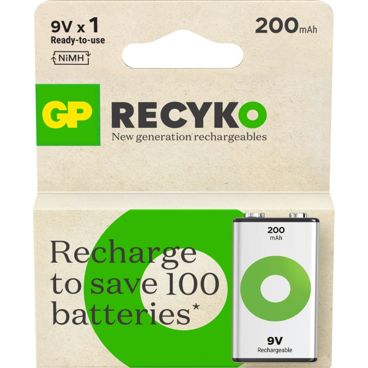 GP Batteri Recyko NiMH 9V 200mAh 1-Pak i gruppen HJEMMEELEKTRONIK / Batterier og opladere / Batterier hos TP E-commerce Nordic AB (C99554)