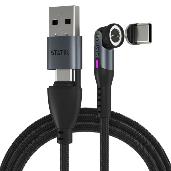 STATIK Kabel 360 Pro Magnetisk Spids USB-C/Lightning/MicroUSB Sort 1m i gruppen COMPUTERTILBEHØR / Kabler og adaptere / USB / USB-C hos TP E-commerce Nordic AB (C99565)