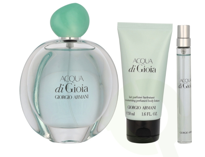 Armani Acqua Di Gioia Giftset 160 ml Edp Spray 100ml/Edp Spray 10ml/Body Lotion 50ml i gruppen SKØNHED & HELSE / Gaveæske / Gaveæske til hende hos TP E-commerce Nordic AB (C99684)