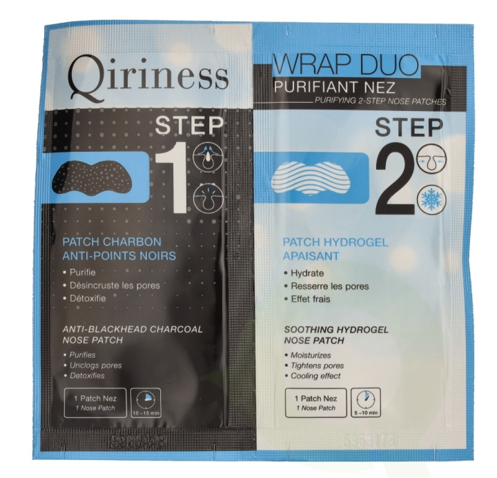 Qiriness Wrap Duo Purifying 2-Step Nose Patches 30 g 2 Patches i gruppen SKØNHED & HELSE / Hudpleje / Ansigt / Rengøring hos TP E-commerce Nordic AB (C99785)