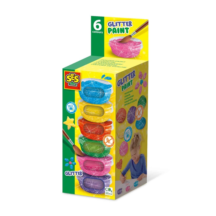 SES Creative Plakatmaling med glitter 6x45ml - (S00384) i gruppen LEGETØJ, BØRN & BABY / Legetøj / Hobbyartikler hos TP E-commerce Nordic AB (D00594)