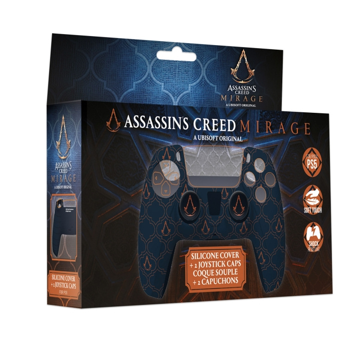 Trade Invaders Assassin\'s Creed Mirage - silikonegreb + tommelfingerhætter til PS5-controller - blåt logo i gruppen HJEMMEELEKTRONIK / Spilkonsoller og tilbehør / Sony PlayStation 5 / Tilbehør hos TP E-commerce Nordic AB (D00875)