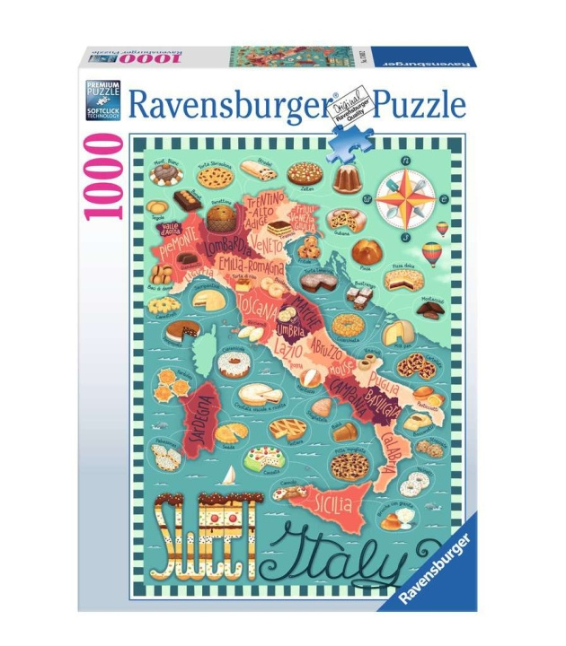 Ravensburger Puslespil Kort over Italien - Sweet 1000p (12001237) i gruppen SPORT, FRITID & HOBBY / Hobby / Puslespil hos TP E-commerce Nordic AB (D01730)