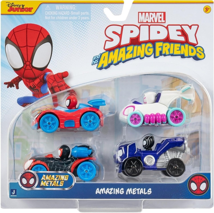 Spidey AMAZING METALS CAR 4 PK (SNF0200) i gruppen LEGETØJ, BØRN & BABY / Legetøj / Figurer, miniaturer og tilbehør hos TP E-commerce Nordic AB (D02334)