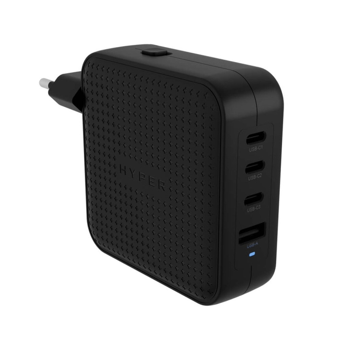 Targus Hyper - HyperJuice 100W USB-C GaN rejseoplader (3C+1A) - Sort i gruppen SMARTPHONES & TABLETS / Opladere og kabler / Vægoplader / Væg oplader Type C hos TP E-commerce Nordic AB (D02469)